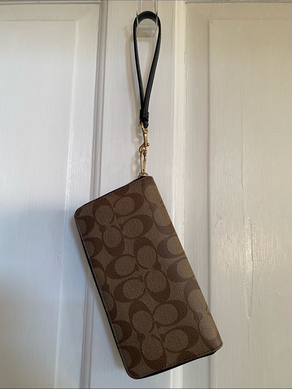 Coach Brown Tan Signature Zip Wallet Wristlet - Picture 7 of 16